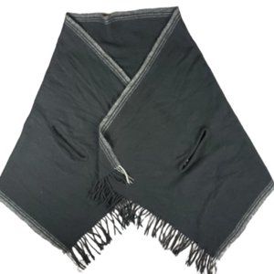Madewell Blanket Poncho Cape Fringe Black